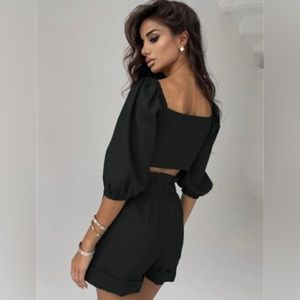 Black 2 piece crop top and shorts set